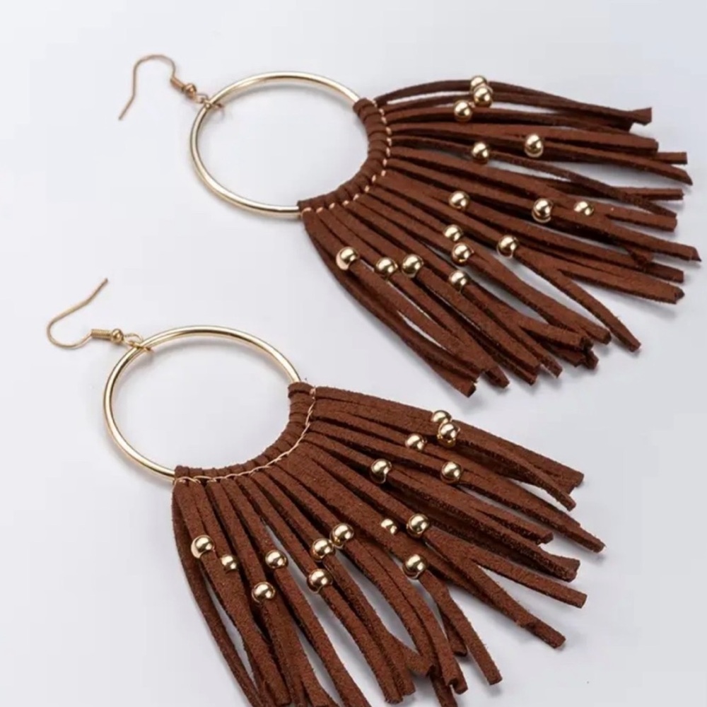 🔥🔥🆕Vintage Bohemian Brown Tassel Earrings - Picture 5 of 8